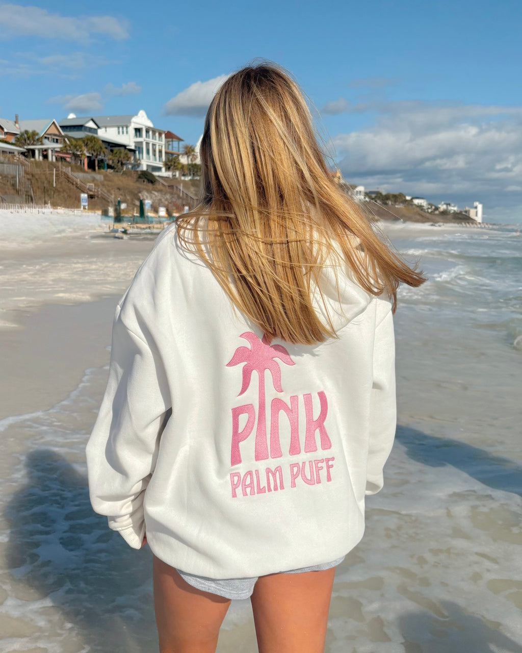 Classic Puff Hoodie, adjustable drawstring hood and pocket, in Pink Opal - coastal preppy aesthetic beach style by Pink Palm Puff