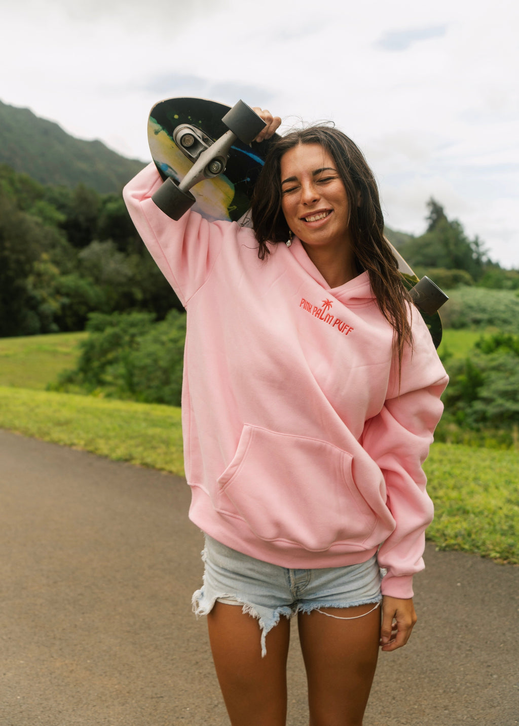Classic Puff Hoodie, adjustable drawstring hood and pocket, in Pink - coastal preppy aesthetic beach style by Pink Palm Puff