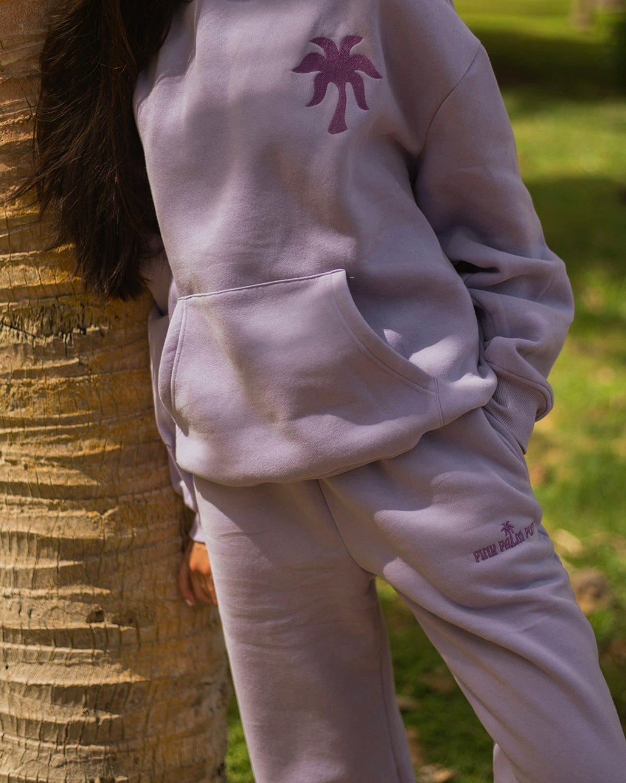 Puff Sweatpants, relaxed fit with an elastic waistband and side pockets, in Lilac - coastal preppy aesthetic beach style by Pink Palm Puff