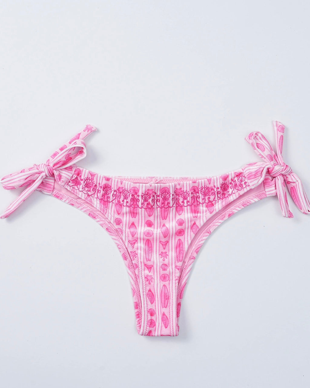 Lila Bottom (Cheeky), cheeky coverage with tie-side detail, in Sakura - coastal preppy aesthetic beach style by Pink Palm Puff