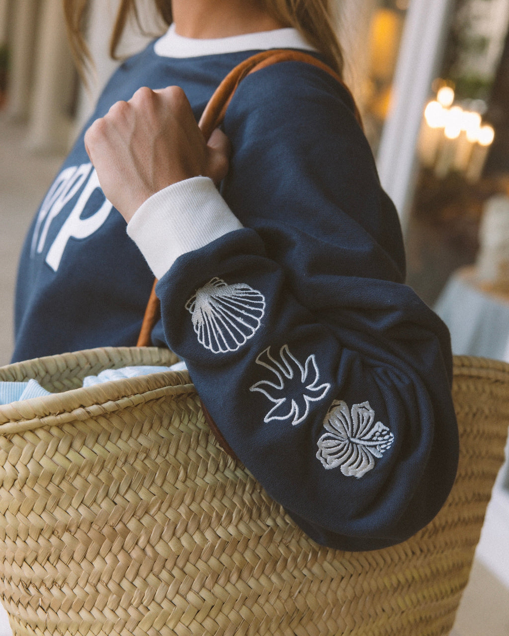 Classic Crew, ribbed crew neckline and relaxed fit, in True Navy - coastal preppy aesthetic beach style by Pink Palm Puff
