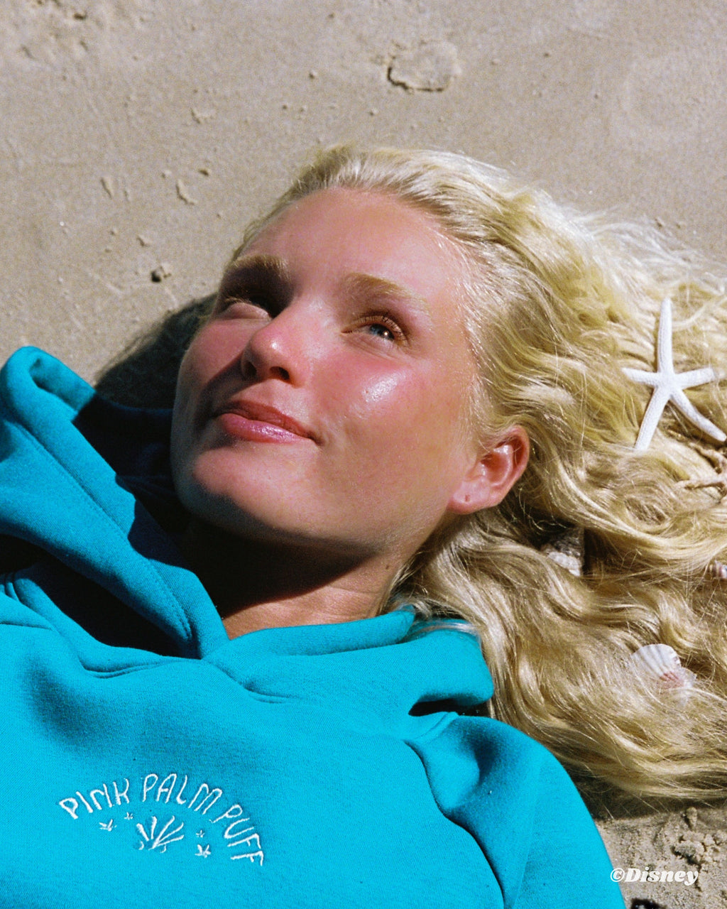 "Under the Sea" Relaxed Hoodie, relaxed fit with an adjustable drawstring hood and pocket, in Deep Blue - coastal preppy aesthetic beach style by Pink Palm Puff