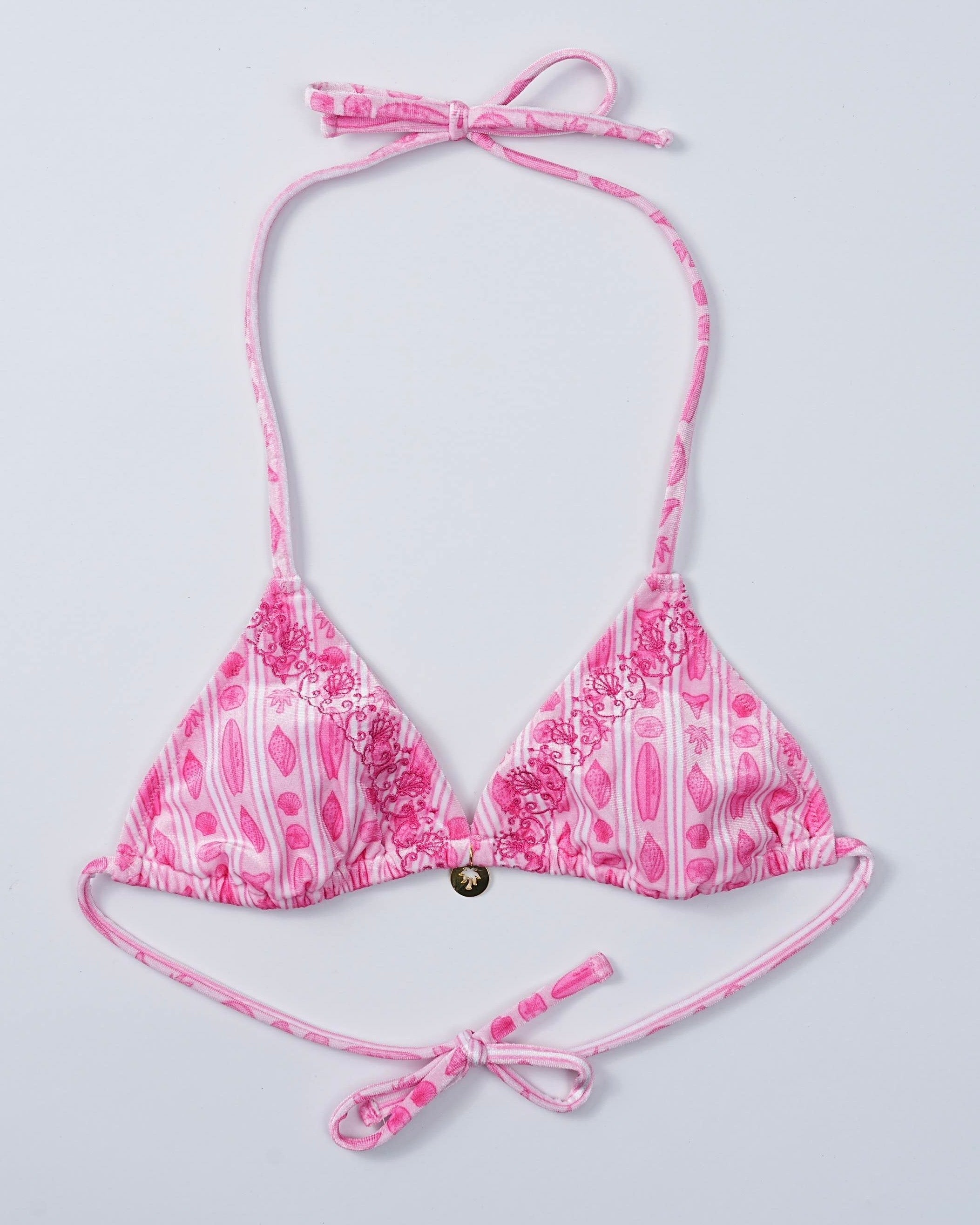 Demi Top, adjustable tie straps, in Sakura - coastal preppy aesthetic beach style by Pink Palm Puff
