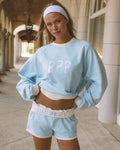 Classic Crew, ribbed crew neckline and relaxed fit, in Blue Breeze - coastal preppy aesthetic beach style by Pink Palm Puff
