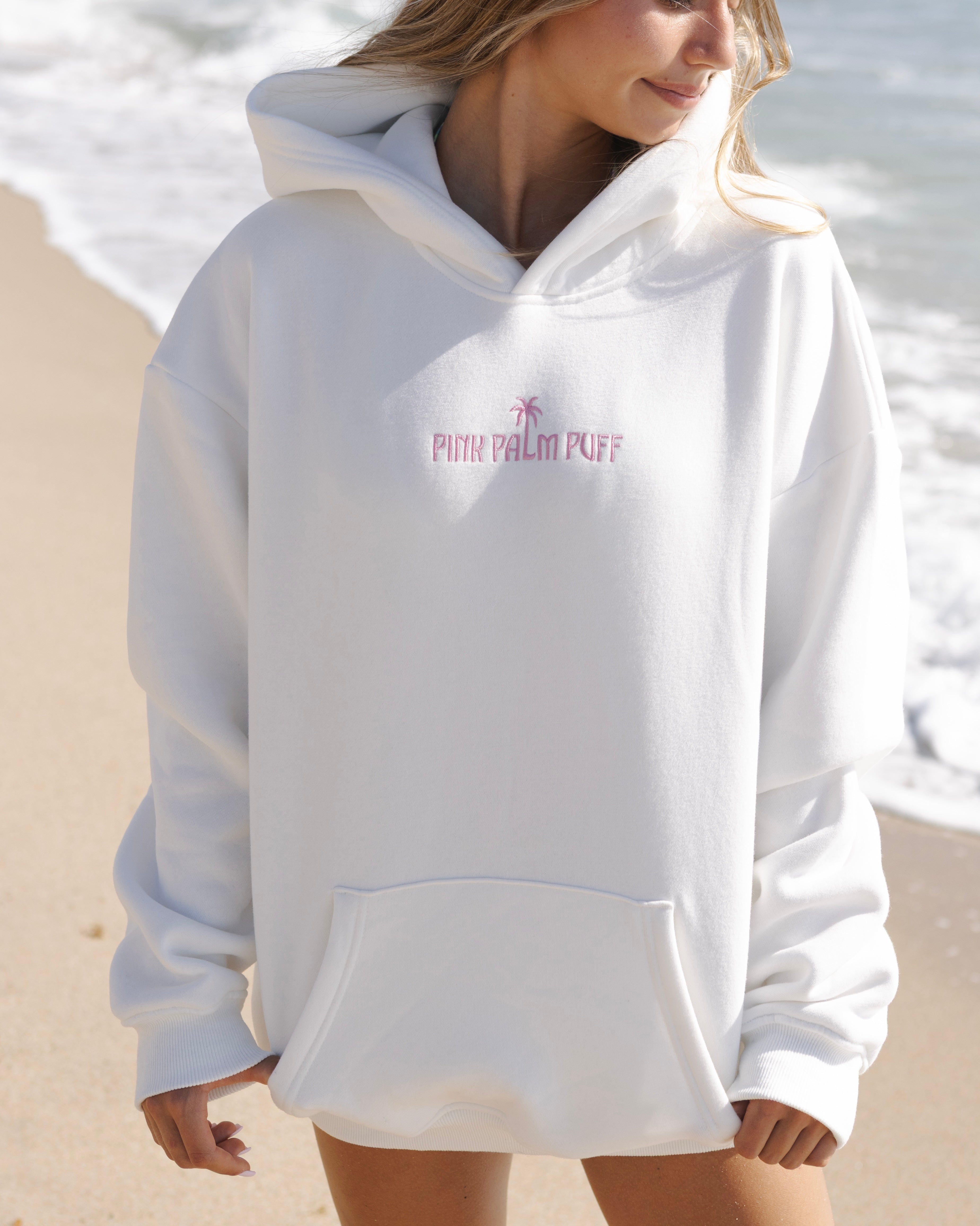Classic Puff Hoodie, adjustable drawstring hood and pocket, in Pink Opal - coastal preppy aesthetic beach style by Pink Palm Puff
