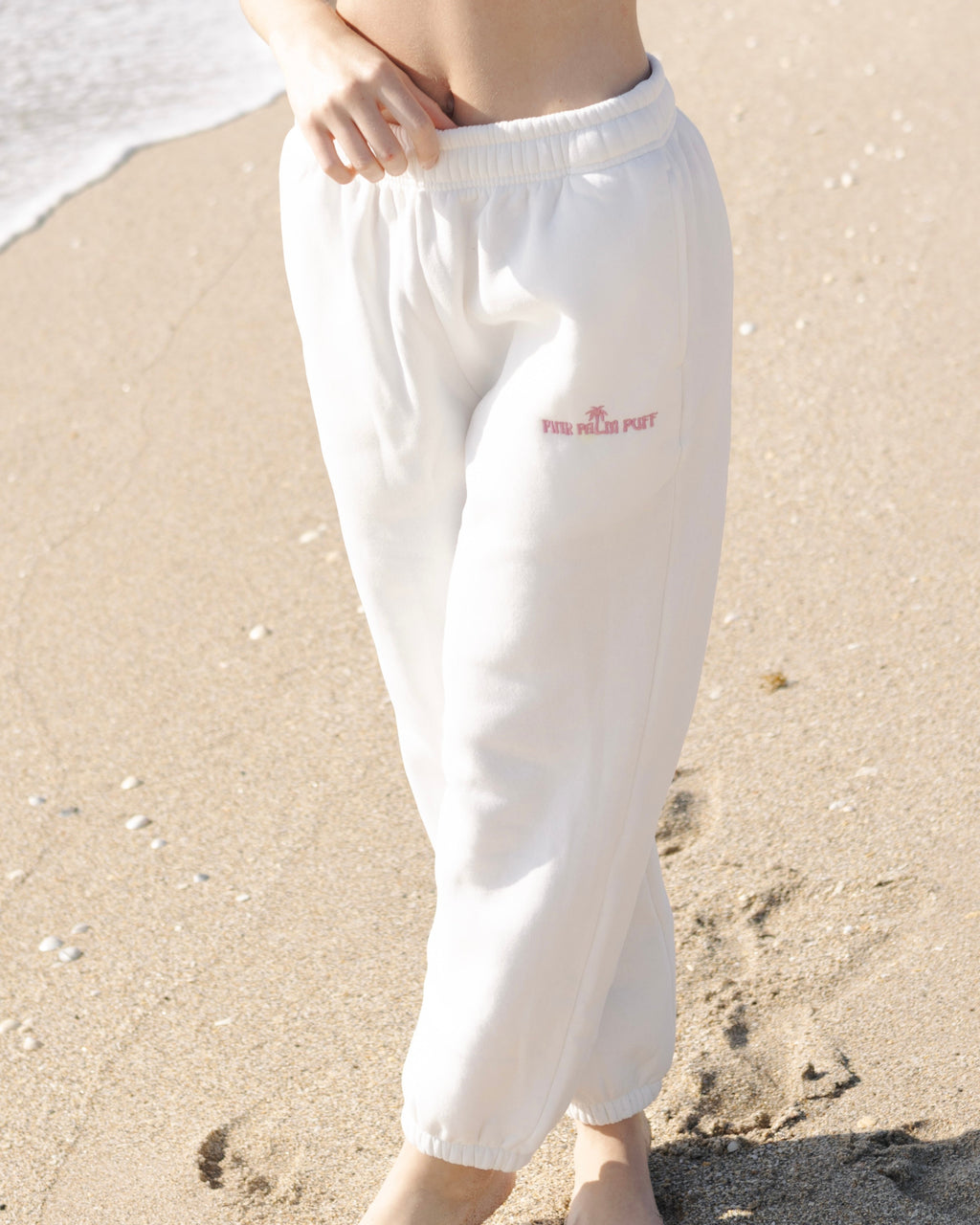Classic Sweatpants, relaxed fit with an elastic waistband and side pockets, in Pink Opal - coastal preppy aesthetic beach style by Pink Palm Puff