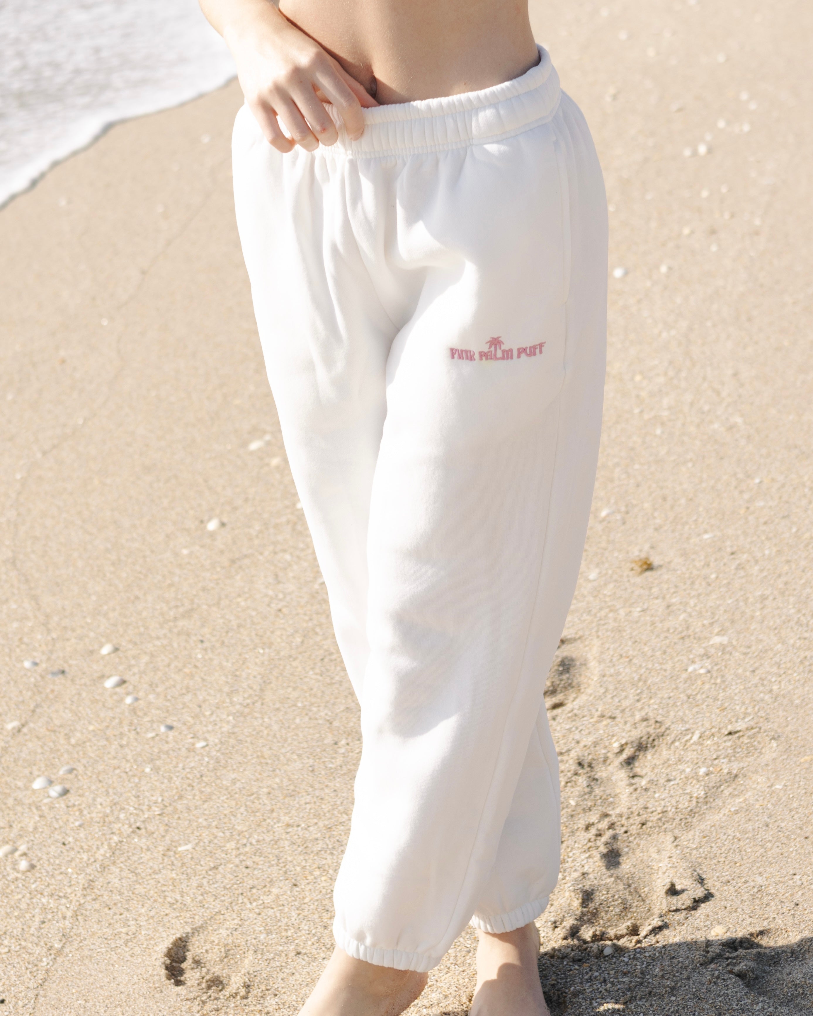 Classic Sweatpants, relaxed fit with an elastic waistband and side pockets, in Pink Opal - coastal preppy aesthetic beach style by Pink Palm Puff
