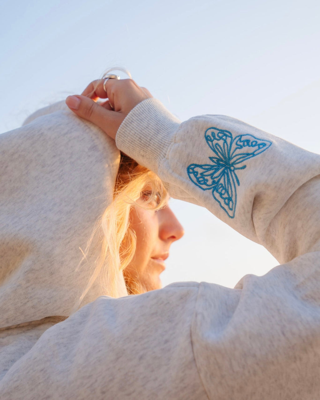 "To Live For the Hope of it All" Hoodie, adjustable drawstring hood and pocket, in Heather - coastal preppy aesthetic beach style by Pink Palm Puff