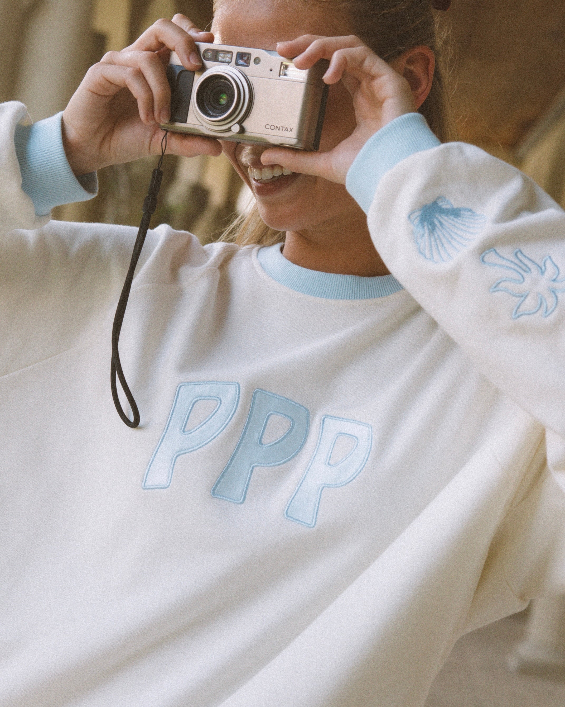 Classic Crew, ribbed crew neckline and relaxed fit, in Seasalt - coastal preppy aesthetic beach style by Pink Palm Puff